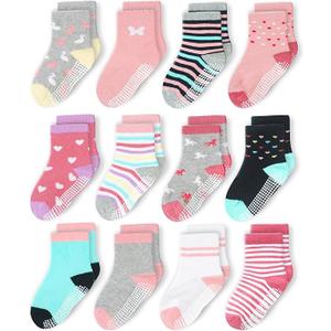 CozyWay Baby & Toddler Socks Crew Comfy Cotton Socks For Girls and Boys Babies Soft & Breathable Infant - 12 Pack (3-5T, Pink)