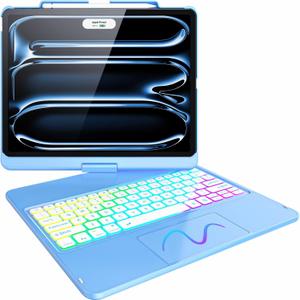 FUWANG Touch Keyboard Case for iPad Pro 13 inch (M5/M4) 2025/2024, 360 Swivel for iPad Pro 13 inch Case with Keyboard, 7 Colors Backlit with Multi-Touch Trackpad Keyboard Case for ipad pro 13 Inch (Blue)