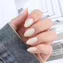 UNA GELLA White Press On Nails: Short Almond Soft Gel Press Ons Short Kit with Nail Glue on Nails, 16 Sizes - 32 Reusable Fake Nails Kit, Sheer Nude