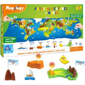 Mapology - Physical Features of World - Educational Toy and Learning Aid - Puzzles for Kids for Age 5 Years+