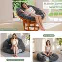 HIGOGOGO Papasan Chair Cushion with Corduroy Cover (Without Chair), 48 x 48 Inch Supportive Cushion, Overstuffed Chair Cushion,Dark Grey