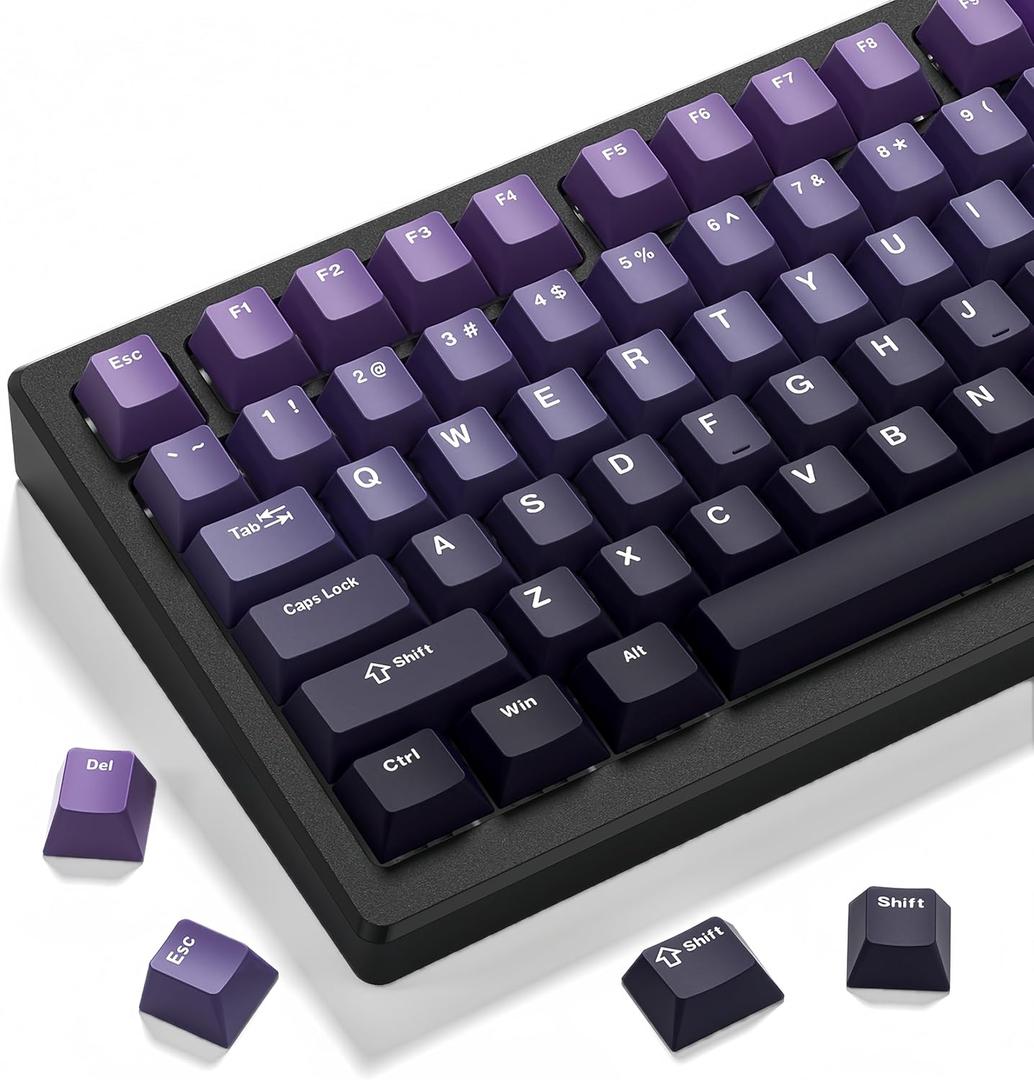 dagaladoo Double Shot PBT keycaps,Gradient Purple caps 75 Percent, 138-keys Cherry Profile Custom keycaps Set for 100% 75% 65% 60% TKL US Layout Mechanical Keyboardonly keycap