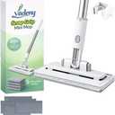 Cloth Changing Mini Mop Zero Touch Lazy Flat Cleaning Tool Clip Clamp Disposable Dust Sweeper Portable Hands Free Wet and Dry Compatible Click Snap Easy Wall Floor Clean Reusable for Small Spaces