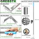 GREBSTK Crack Weeder Crevice Weeding Stainless Steel Sharp Tool, 36 in