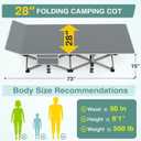 ZENPETIO Camping Cot for Adults, Heavy-Duty Portable Cot Bed with Mattress, Foldable Padded Sleeping Cots for Camping Travel Tent Day Bed Outdoor & Home Guest, Max Load 500 LBS, 75x28x15”, Basic - 75x28x15"