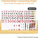 plusvivo Card Holders for Playing Cards with Adjustable Stand Set of 4, Playing Cards Holders Organizer for Adults Seniors Kids, 5 Slots Wooden Card Holder for Canasta Hand and Foot Bridge