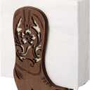 CroBlissful 1 Pcs Western Cowboy Boot Napkin Holder for Table Kitchen Farmhouse Napkin Dispenser Rustic Paper Holder Standing Brown for Western Party Decoration (Vintage)