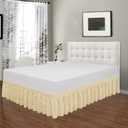 Wrap Around Elastic Eyelet Bed Skirt Dust Ruffle (Gold, Queen/King-14 1/2 Inch Drop)