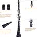 YANASON Bb clarinet for beginners, Bb nickel-plated 17-keys clarinet, suitable for students, professionals, school bands with Hard Foam Case,Barrels*2,Pads*8,Stand, Cleaning Kit,Gloves,Strap,Reeds*8