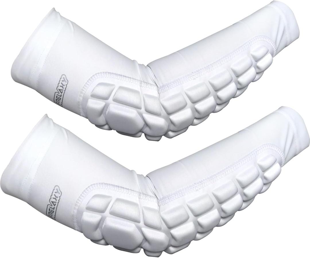Frelaxy Padded Elbow Forearm Sleeves 2 Pack Compression Crashproof Arm Pads for Football Basketball Volleyball Soccer