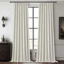 Elegant Curtains for Living Room 102 Inch Long, Linen Pinch Pleated 100% Blackout Viral Window Curtains with Hooks for Bedroom Thermal Pleated Drapes for Nursery Beige White(40" Wx102 Lx2 Panels) (Lightbirch)
