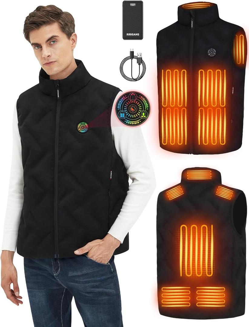 Men's and Women's Heated Vest with 16000mAh Battery Pack Heated Jacket for Men, Lightweight Waistcoats for Outdoor (Large)