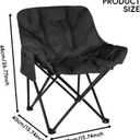 Outdoor 3-Layer Padded Moon Chair, Thick Cotton Cushion, 600D Oxford Fabric, Portable Folding Camping Chair with Side Pocket, Supports up to 300 lbs, 26" x 15" x 15" (Black/Compact), 26in x 15in x 15in