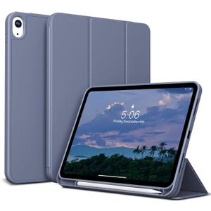 KenKe Case for iPad (A16) 11th/10th Generation (11/10.9 Inch, 2025/2022) with Pencil Holder, Smart Trifold Stand Protective Case with Soft TPU Back, Support Touch ID & Auto Wake/Sleep, Purple