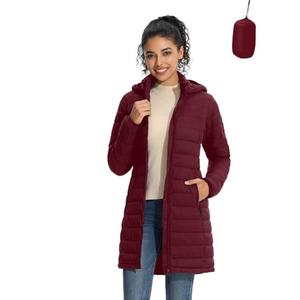 ZMC Packable Women Puffer Coat, Lightweight Water-Resistant Puffer Jacket Detachable Hood Slim-Fit Winter Coat for Women（wine red, M）