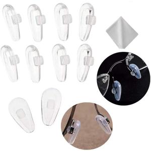 Push-in Eyeglass Nose Pads,BEHLINE Soft Silicone Air Cushion Glasses Replacement Nosepad,14mm Air Chamber/Air Bag/Nose Piece, Anti-slip Nose Bridge Pads for Eye Glasses Sunglasses(Clear, 5 Pairs)