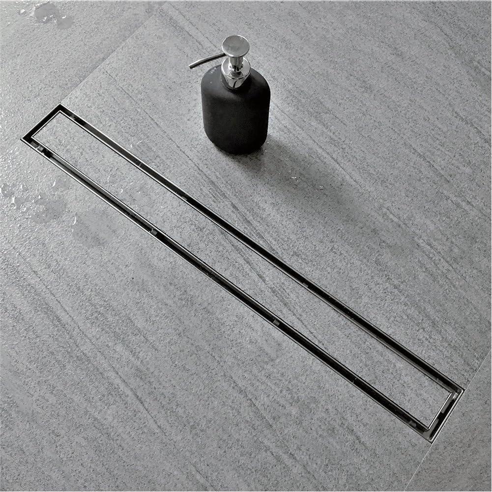 Neodrain 28-Inch Linear Shower Drain with Tile Insert Grate,Brushed 304 Stainless Steel Rectangle Shower Floor Drain,Linear Drain with Leveling Feet, Hair Strainer