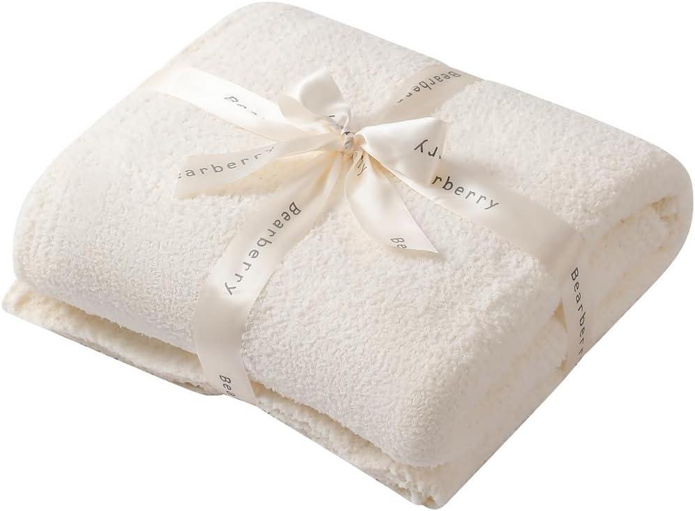 bearberry Super Soft Fluffy Throw Blanket Lightweight Cozy Warm Throw Blankets for Couch Bed Sofa All Season(Cream, 40x50)