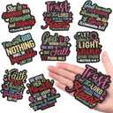 Lyrow 8 Pcs Christian Iron on Patches Bible Faith Verse Embroidery Scripture Patches for Women 3''Inspirational Religious Sew on Applique for Hat Backpack Jacket(Colorful,Vintage Color)