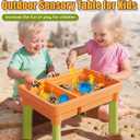 Lehoo Castle Sensory Table with Sensory Sand, Indoor Sensory Bin with Lid & 2.6lbs Play Sand, Construction Kit with 6 Alloy Trucks & Castle Molds, Sensory Toys for Toddler Boys and Girls