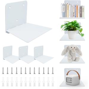4PCS Wall Mounted Floating Invisible Bookshelf with Mounting Hardware
