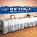 Blue & White Master's Graduation Banner Decoration: Mastered It Yard Banner We Are So Proud of You Backdrop - Large Navy Yard Sign Decor for Master Degree Graduate Party Supplies
