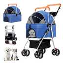 YYW 3 in 1 Pet Stroller with Removable Carrier, Cup Holder & Basket Blue
