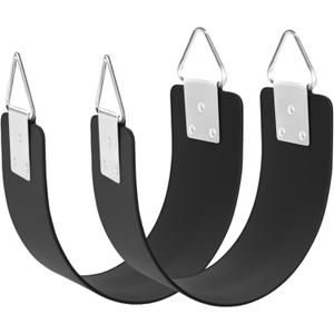 2 Pcs Swing Seat with Metal Triangle Ring 30.4 x 5.9 Inch, Support 300lb, Heavy Duty Swing Set Replacement Accessories for Kids & Adults Outdoor, Playground,Trees, Backyard (Black)