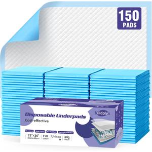 MILDPLUS Disposable Pads 23"36" (150pcs) Moderate Absorbent Underpads Incontinence Bed Pads Disposable Chucks, Pee Pads for Kids, Adults and Pet