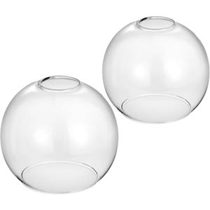 Handblown Clear Glass Globe Shade 1.65" Fitter Opening Replacement Lamp Shade for Pendant Lights, Chandeliers, Wall Sconces, Vanity & Ceiling Fixtures (2 Pack)
