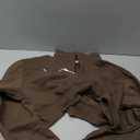 QINSEN Womens Half Zip Crop Sweatshirt High Neck Long Sleeve Pullover Cropped Top (Large, Chestnut)