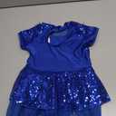 AFAVOM Toddler Girls Sequin Ballet Leotard Sparkly Gymnastics Dance Mesh Leotard Skirted Feather Mock Neck Ballerina Outfit (Blue) 3-4Y