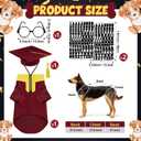 Huhumy 5 Pcs Dog Graduation Costume Set Include 2026 Pet Graduation Gown with Stole Puppy Grad Cap Lensless Glasses DIY Letter Stickers for Dogs Cats Holiday Costume Accessory(Maroon Yellow,XL)