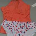 Beachsissi Womens Tankini Ruched Design Tummy Control Bathing Suits (Medium, Coral)