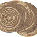 SHACOS Round Braided Placemats 15 inch Set of 4 Variegated Washable Kitchen Table Place Mats Table Mats for Home Wedding Party (Rainbow Brown, 4)