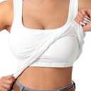 Women's U-Back Tank Top - 3-Pack,Built-in Bra, Removable Pads for Gym, Yoga & Outdoor, Long-Lasting Comfort (White, XL)