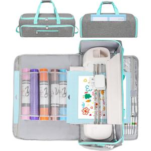Carrying Case Fits for Cricut Maker 4/Maker 3/Explore 5/Explore 4/Explore 3/Explore Air 2, Large Travel Opening Storage Bag for Cutting Mat, Tools Accessories and Supplies, Gray&Green