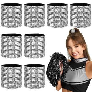 Cheerleader Crystal Rhinestone Ponytail Holders Stretchy Elastic Scrunchies Hair Tie Cheer Rhinestone Ponytail Cuff Dance Gymnastics Bling Hair Accessories Cheerleading Gifts for Women Hairbands