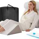 2PCS Wedge Pillow Set for After Surgery, Orthopedic Bed Wedge Pillow for Back Pain Relief, Sitting up in Bed,Recovery, Acid Reflux, Snoring, Body Pillow for Sleeping,Leg,Shoulder Support, White/Grey