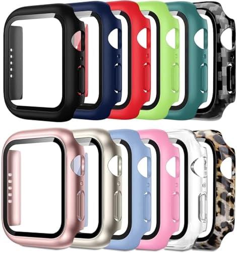 Pocoukate 12 Pack Case 40mm with Tempered Glass Screen Protector Hard PC Compatible with Apple Watch Series SE/6/5/4 40mm, iWatch Accessories Full Scratch-Resistant Protective Cover