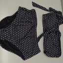 Herseas Women's 2 Piece Black Bikini Sets Modest High Waisted Adjustable Tie Shoulder Push Up Swim Suits 2026 Summer Vintage Ladies Bathing Suits Casual Resort Wear Black Polka Dots Large