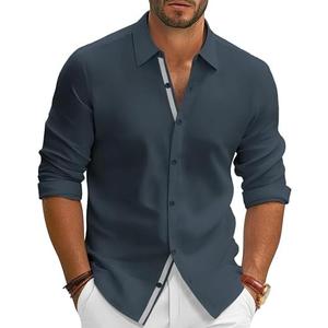 PJ PAUL JONES Mens Dress Shirts Wrinkle Free Stretch Button Down Shirt Casual Long Sleeve Business Shirts, Size Medium 