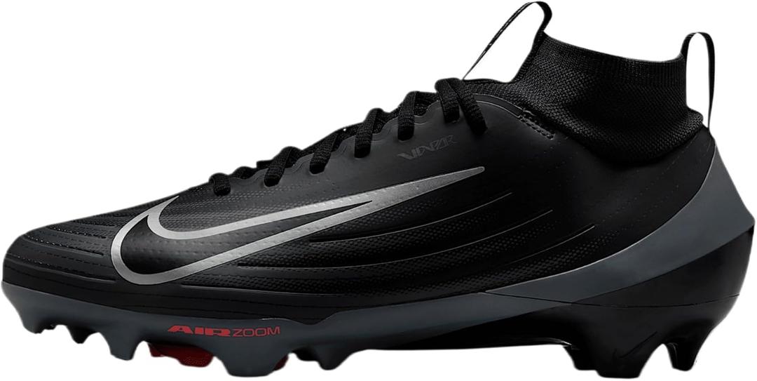 Nike Vapor Pro 1 Football Cleats (HM8850-104) (Black/Dark Grey/Bright Crimson/Black), Size 8