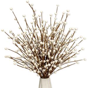 MagicWreath Christmas Tree Decorations 24 Pack Christmas Picks 17 Inch White Berry Stems with White Holly Berries for Xmas Winter Holidays Vase Filler Floral Arrangement Centerpieces