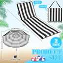 Briwooody 2 Set Beach Chairs with Umbrella Portable Beach Lounger Lightweight Foldable Outdoor Lounger Chair for Outdoor Travel Sunbathing Camping, Black and White Stripe