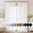 White Sheer Curtains 96 Inches Long, Privacy Semi Sheer Curtains for Living Room Bedroom, Light Filtering Rod Pocket Voile Window Drapes 2 Panels Set, Each 42" W x 96" L