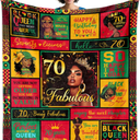 African American 70th Birthday Gifts for Women, Gifts for 70 Year Old Birthday Black Women Blanket 60"x50", 70th Birthdays Decorations for African Woman, 70 Year Old Birthdays Gift for Black Mom