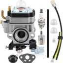 AUTOKAY 62100-81010 Carburetor with Blower Fuel Line Kit for Poulan Pro PR46BT 967086901 for Walbro for Echo for Shindaiwa for RedMax for Earthquake for Huskee for Powermate for Southland for Eskimo
