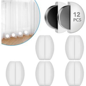12 Pcs Shower Curtain Weights, Silicone Wrapped Heavy Duty Shower Curtain Magnets, Curtain Weights Heavy Outdoor, Prevent Curtain Liner from Blowing Around, Work for Drapery, Flag, Tablecloth(6 Pairs)