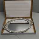 Zosenley Polyresin Ellipse Antique Decorative Mirror Tray, Makeup Organizer, Jewelry Organizer, Serving Tray, 9.8x 14.6, Golden Silver